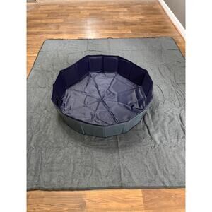 Small Round Blue Foldable Dog Pet Kiddie Baby Pool 32x8 Inches Collapsible Bath
